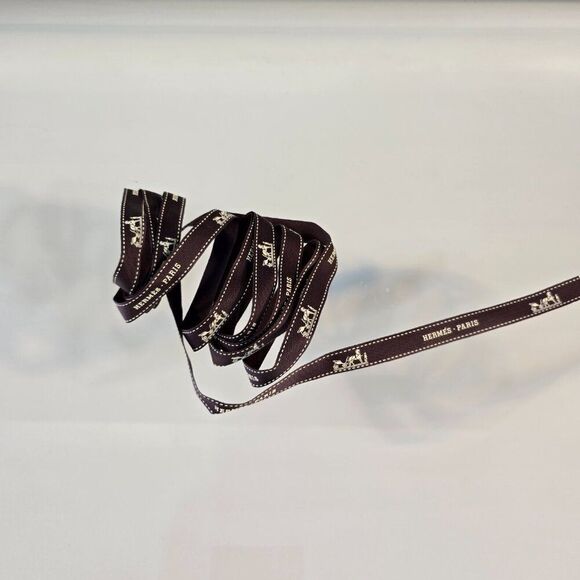 Hermes Paris Authentic Designer Ribbon Gift Wrapping Brown 2 Yards 10 Inches - Picture 5 of 5